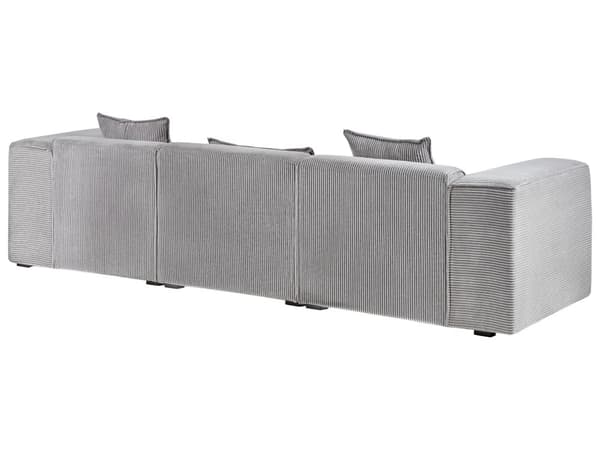 Hjørnesofa Taupe Fløjl og Skum 3 Personers Blød Rund Flyder Sofa med Bred Chaiselong Open End Pyntepuder Tilbehør Moderne Stue Indretning