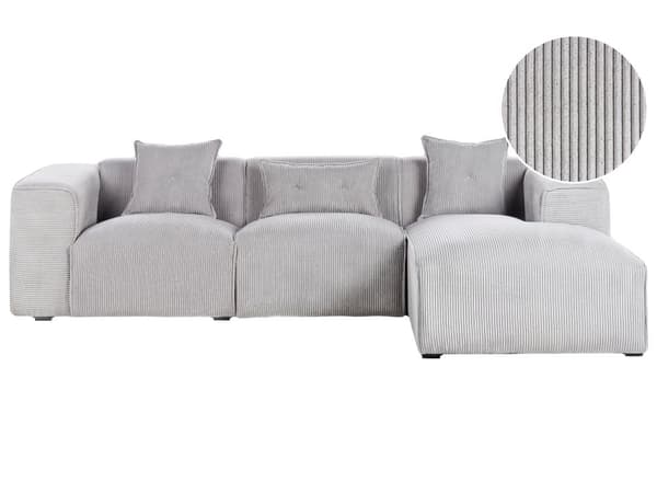 Hjørnesofa Taupe Fløjl og Skum 3 Personers Blød Rund Flyder Sofa med Bred Chaiselong Open End Pyntepuder Tilbehør Moderne Stue Indretning