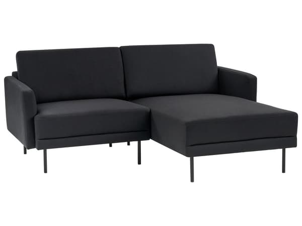 Hörnsoffa Vänster Polyester Svart 192 x 155 cm Soffa 2-sits Möblerad Metallben Vävt Tyg Kuddad Rygg Minimalistisk Modern