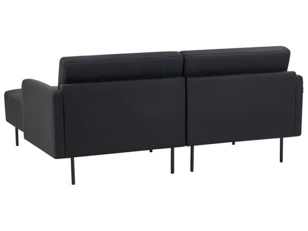 Hörnsoffa Vänster Polyester Svart 192 x 155 cm Soffa 2-sits Möblerad Metallben Vävt Tyg Kuddad Rygg Minimalistisk Modern