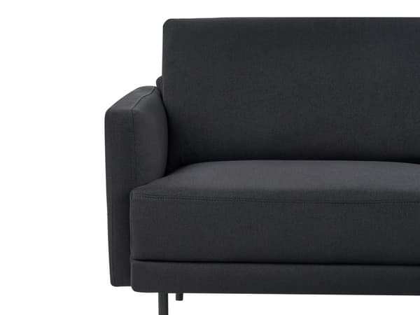 Hörnsoffa Vänster Polyester Svart 192 x 155 cm Soffa 2-sits Möblerad Metallben Vävt Tyg Kuddad Rygg Minimalistisk Modern