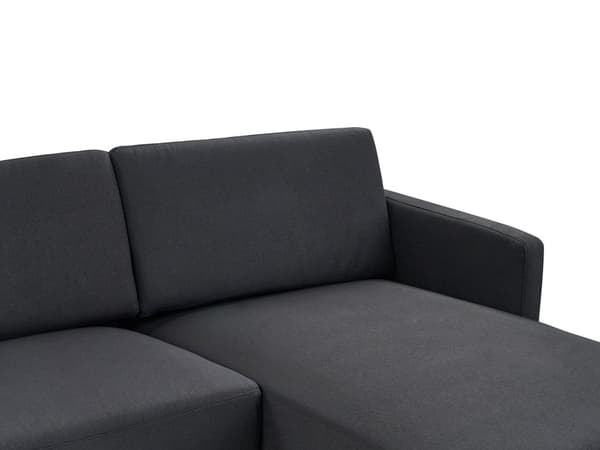 Hörnsoffa Vänster Polyester Svart 192 x 155 cm Soffa 2-sits Möblerad Metallben Vävt Tyg Kuddad Rygg Minimalistisk Modern