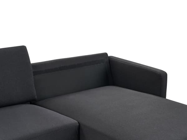 Hörnsoffa Vänster Polyester Svart 192 x 155 cm Soffa 2-sits Möblerad Metallben Vävt Tyg Kuddad Rygg Minimalistisk Modern