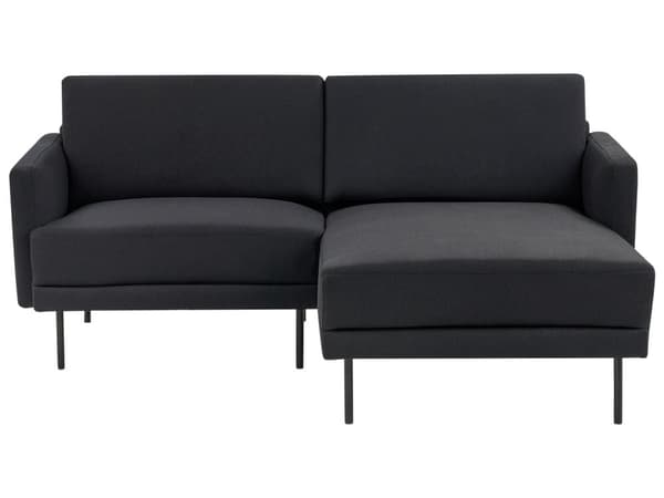 Hörnsoffa Vänster Polyester Svart 192 x 155 cm Soffa 2-sits Möblerad Metallben Vävt Tyg Kuddad Rygg Minimalistisk Modern