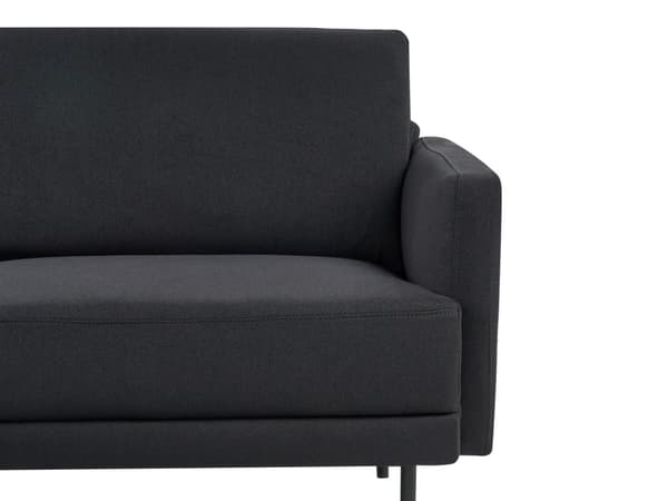 Hörnsoffa Höger Polyester Svart 192 x 155 cm Soffa 2-sits Möblerad Metallben Vävt Tyg Kuddad Rygg Minimalistisk Modern