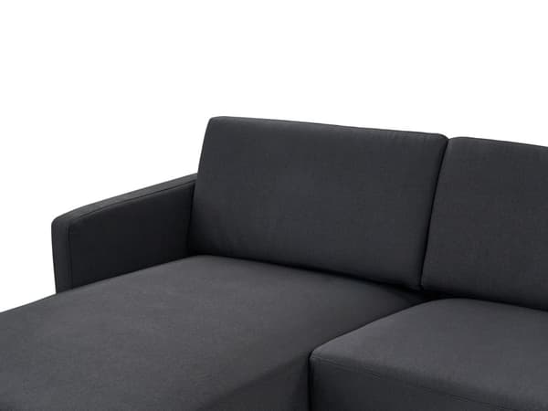 Hörnsoffa Höger Polyester Svart 192 x 155 cm Soffa 2-sits Möblerad Metallben Vävt Tyg Kuddad Rygg Minimalistisk Modern