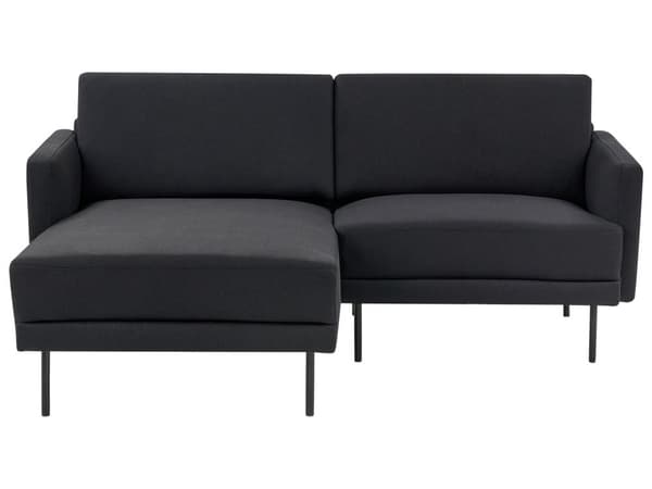 Hörnsoffa Höger Polyester Svart 192 x 155 cm Soffa 2-sits Möblerad Metallben Vävt Tyg Kuddad Rygg Minimalistisk Modern