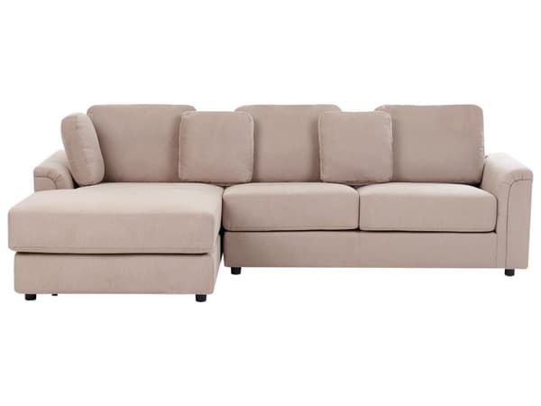 Hjørnesofa Taupe Stoff med Ottoman L-formet Høyrevendt Orientering Moderne