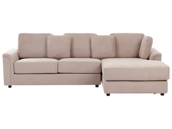 Hjørnesofa Taupe Stoff Polstret med Ottoman L-formet Venstrevendt Moderne