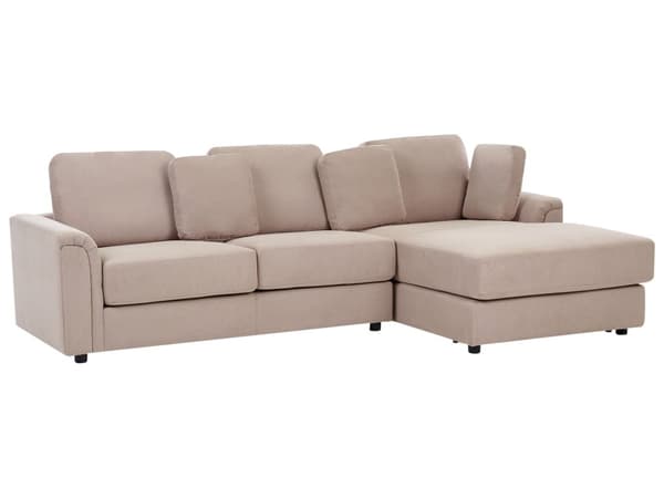 Hjørnesofa Taupe Stoff Polstret med Ottoman L-formet Venstrevendt Moderne
