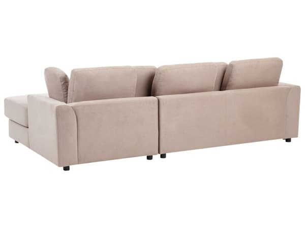 Hjørnesofa Taupe Stoff Polstret med Ottoman L-formet Venstrevendt Moderne