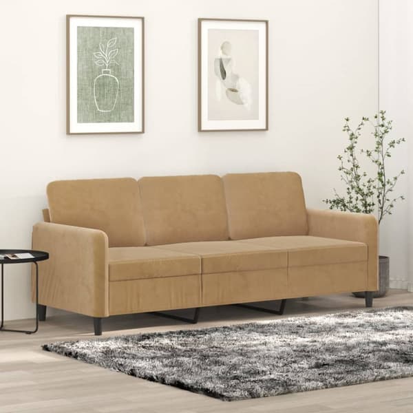 3-sitssoffa brun 180 cm sammet