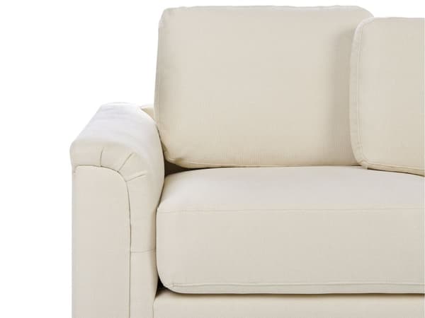 Hörnsoffa Ljusbeige Tyg Stoppad med Fotpall L-formad Höger Modulsoffa Vardagsrum