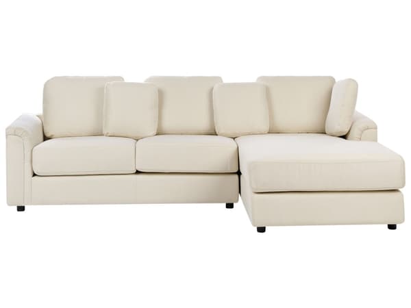 Hjørnesofa Lys Beige Stoff med Ottoman L-formet Venstrevendt Orientering