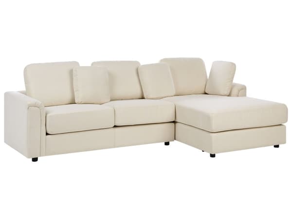 Hjørnesofa Lys Beige Stoff med Ottoman L-formet Venstrevendt Orientering
