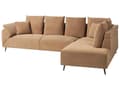 Miniatyrbilde 5 av 11: Hjørnesofa Brun Kordfløyel Stoffputer Metall Ryggstøtte Svarte ben Retro