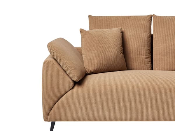 Hjørnesofa Brun Kordfløyel Stoffputer Metall Ryggstøtte Svarte ben Retro