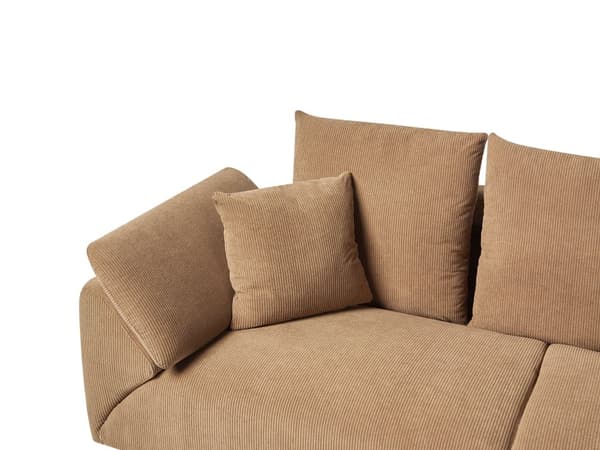 Hjørnesofa Brun Kordfløyel Stoffputer Metall Ryggstøtte Svarte ben Retro