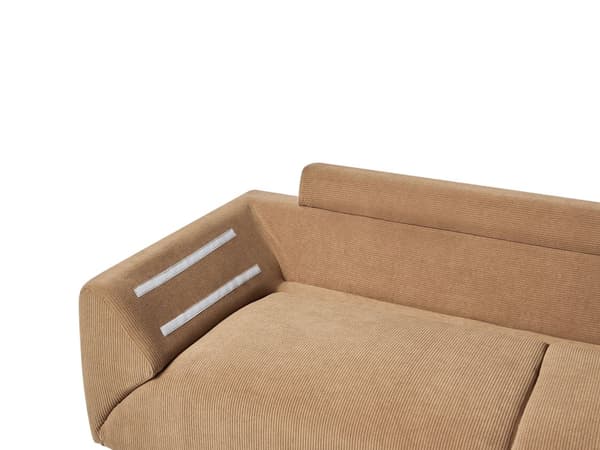 Hjørnesofa Brun Kordfløyel Stoffputer Metall Ryggstøtte Svarte ben Retro