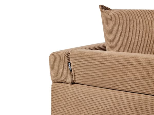 Hjørnesofa Brun Kordfløyel Stoffputer Metall Ryggstøtte Svarte ben Retro