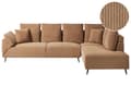 Miniatyrbilde 1 av 11: Hjørnesofa Brun Kordfløyel Stoffputer Metall Ryggstøtte Svarte ben Retro