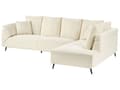 Miniatyrbillede 4 af 11: Hjørnesofa Lys Beige Fløjl 4 Personers Sofa med Chaiselong Moderne Stue Indretning L Formet Venstrevendt