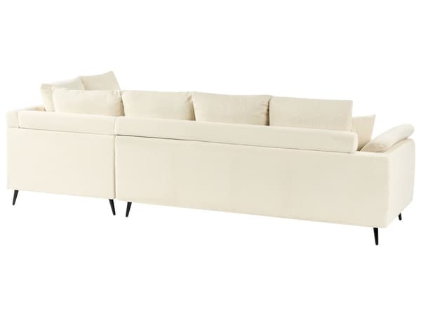 Hjørnesofa Lys Beige Fløjl 4 Personers Sofa med Chaiselong Moderne Stue Indretning L Formet Venstrevendt