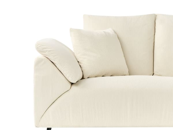 Hjørnesofa Lys Beige Fløjl 4 Personers Sofa med Chaiselong Moderne Stue Indretning L Formet Venstrevendt