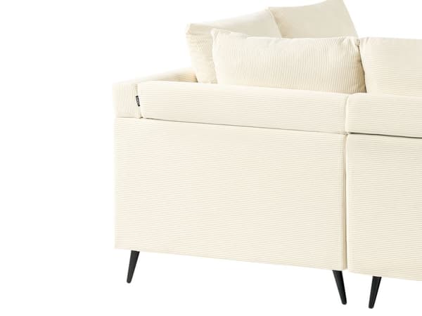 Hjørnesofa Lys Beige Fløjl 4 Personers Sofa med Chaiselong Moderne Stue Indretning L Formet Venstrevendt