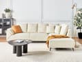Miniatyrbillede 2 af 11: Hjørnesofa Lys Beige Fløjl 4 Personers Sofa med Chaiselong Moderne Stue Indretning L Formet Venstrevendt