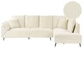 Miniatyrbillede 1 af 11: Hjørnesofa Lys Beige Fløjl 4 Personers Sofa med Chaiselong Moderne Stue Indretning L Formet Venstrevendt