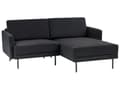 Miniatyrbillede 4 af 11: Hjørnesofa Sort Polyester 2 Personers Sofa med Chaiselong Moderne Stue Indretning L Formet Lille Sofahjørne Venstrevendt