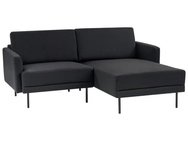 Hjørnesofa Sort Polyester 2 Personers Sofa med Chaiselong Moderne Stue Indretning L Formet Lille Sofahjørne Venstrevendt