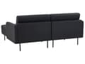 Miniatyrbillede 5 af 11: Hjørnesofa Sort Polyester 2 Personers Sofa med Chaiselong Moderne Stue Indretning L Formet Lille Sofahjørne Venstrevendt
