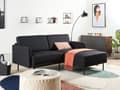 Miniatyrbillede 2 af 11: Hjørnesofa Sort Polyester 2 Personers Sofa med Chaiselong Moderne Stue Indretning L Formet Lille Sofahjørne Venstrevendt