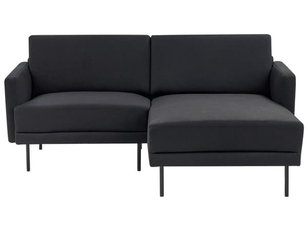 Hjørnesofa Sort Polyester 2 Personers Sofa med Chaiselong Moderne Stue Indretning L Formet Lille Sofahjørne Venstrevendt