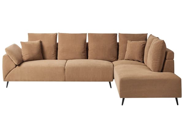 Hjørnesofa Brun Fløjl 4 Personers Sofa med Chaiselong Moderne Stue Indretning L Formet Venstrevendt