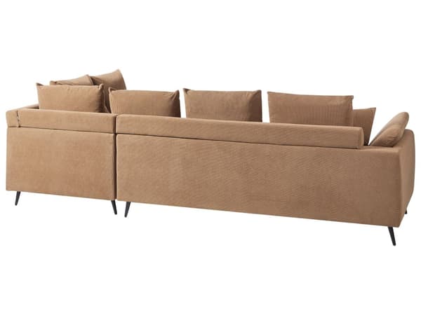 Hjørnesofa Brun Fløjl 4 Personers Sofa med Chaiselong Moderne Stue Indretning L Formet Venstrevendt
