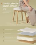 Miniatyrbillede 4 af 6: Rootz Boho Style Dressing Taburet - Cremehvid Eg Beige - Rund Ottoman - Gummi træ Boucle stof - 37 cm x 37 cm x 43 cm