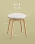 Miniatyrbillede 5 af 6: Rootz Boho Style Dressing Taburet - Cremehvid Eg Beige - Rund Ottoman - Gummi træ Boucle stof - 37 cm x 37 cm x 43 cm
