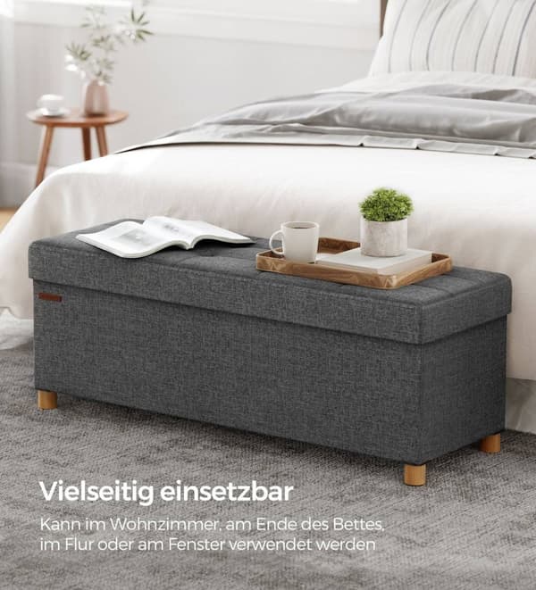 Rootz-säilytyspenkki - Ottomaanit - Taitettava tuoli - Pellavajäljitelmä - Vaahtomuovi - MDF - 38cm x 110cm x 40cm - 10kg - 300kg Kapasiteetti