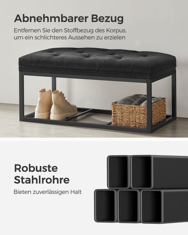 Rootzin säilytysjakkara - ottomaani - Jalkatuki - MDF-materiaali - 40cm x 76cm x 40cm - Musteen musta väri