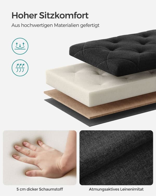 Rootzin säilytysjakkara - ottomaani - Jalkatuki - MDF-materiaali - 40cm x 76cm x 40cm - Musteen musta väri