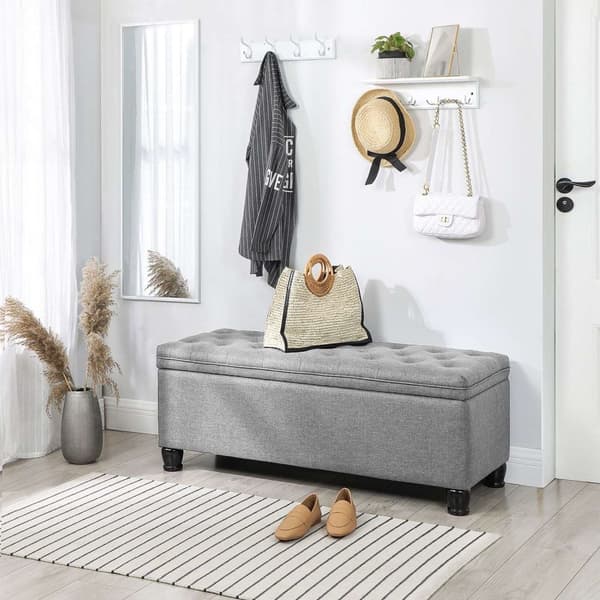 Rootz förvaringspall - Osmansk bänk - Grå - MDF - Högdensitetsskum - Rymlig - 45 cm x 118 cm x 45 cm