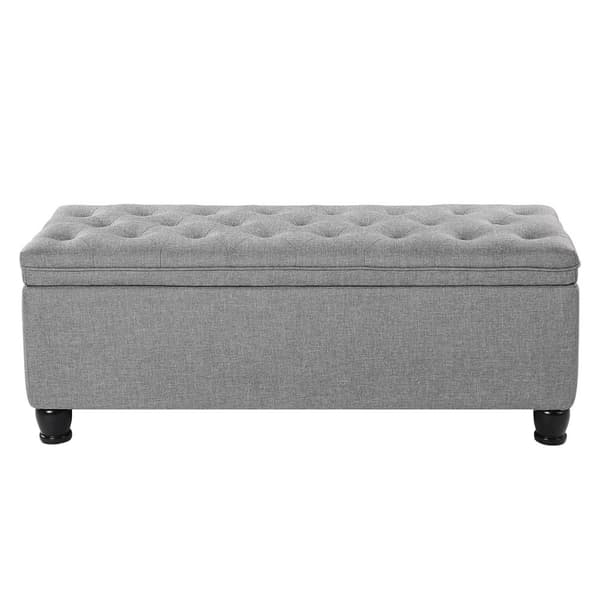 Rootz förvaringspall - Osmansk bänk - Grå - MDF - Högdensitetsskum - Rymlig - 45 cm x 118 cm x 45 cm