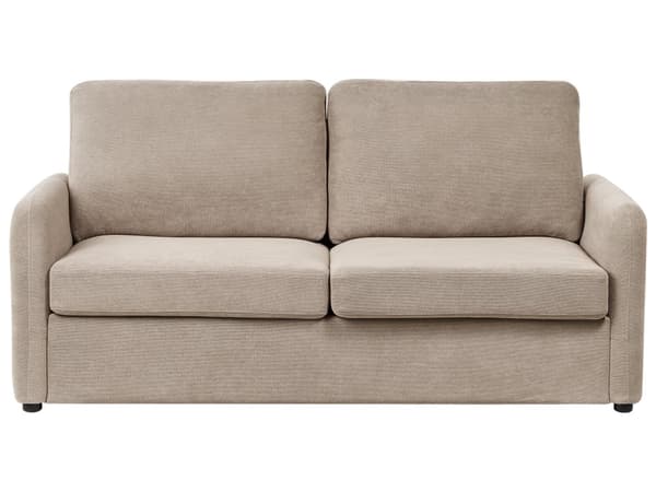 Sovesofa Taupe Polyester 3 Personers Smart Sofaseng med Udtræk og Madras Kompakt Sofa Sove Udtræksseng Komfort Sovebriks til Teenager