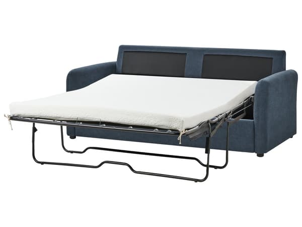 Sovesofa Blå Polyester 3 Personers Smart Sofaseng med Udtræk og Madras Kompakt Sofa Sove Udtræksseng Komfort Sovebriks til Teenager