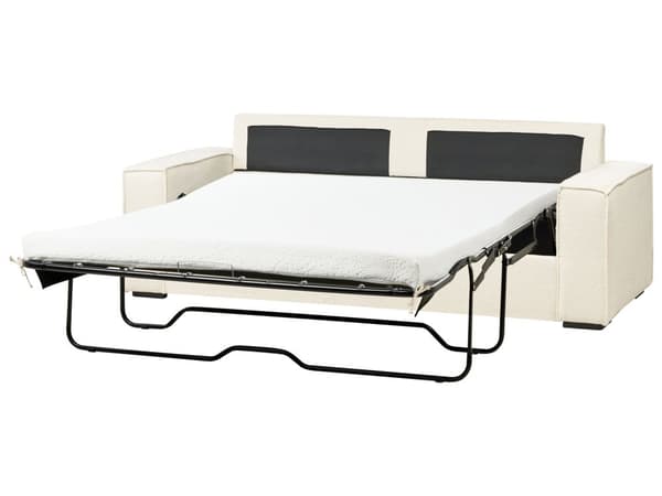 Sovesofa Off-White Boucle 3-seters Sovesofa med Ramme og Madrass Moderne Design