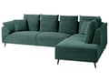 Miniatyrbilde 4 av 11: Hjørnesofa Grønn Kordfløyel Stoffputer Metall Svart Ben Retro Design Pute Ryggstøtte