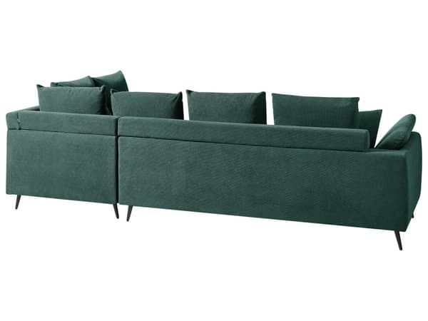 Hjørnesofa Grønn Kordfløyel Stoffputer Metall Svart Ben Retro Design Pute Ryggstøtte
